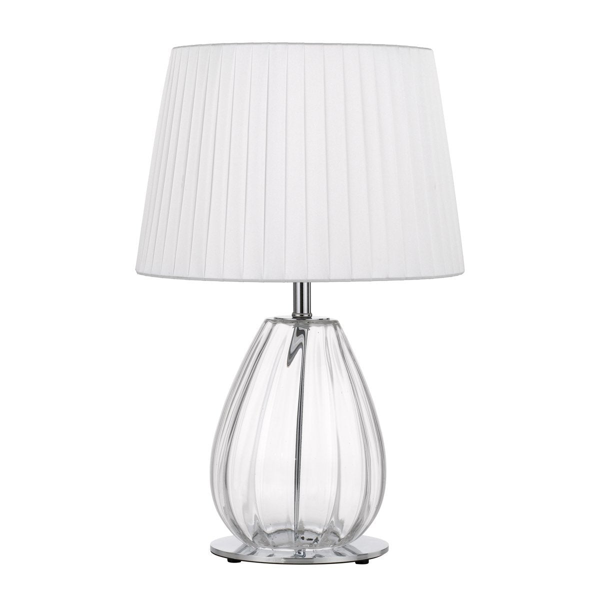 Veana Table Lamp in Chrome & Glass with Ivory Shade