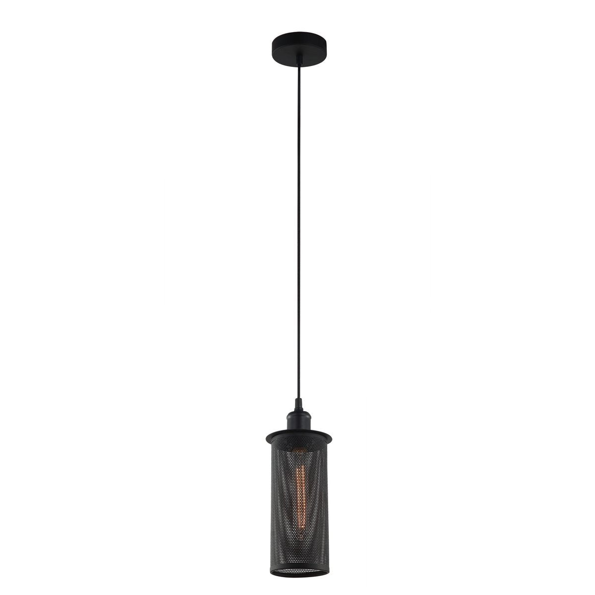 Veneto 1 Light Pendant Light in Black Iron Mesh