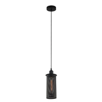 Thumbnail for Veneto 1 Light Pendant Light in Black Iron Mesh