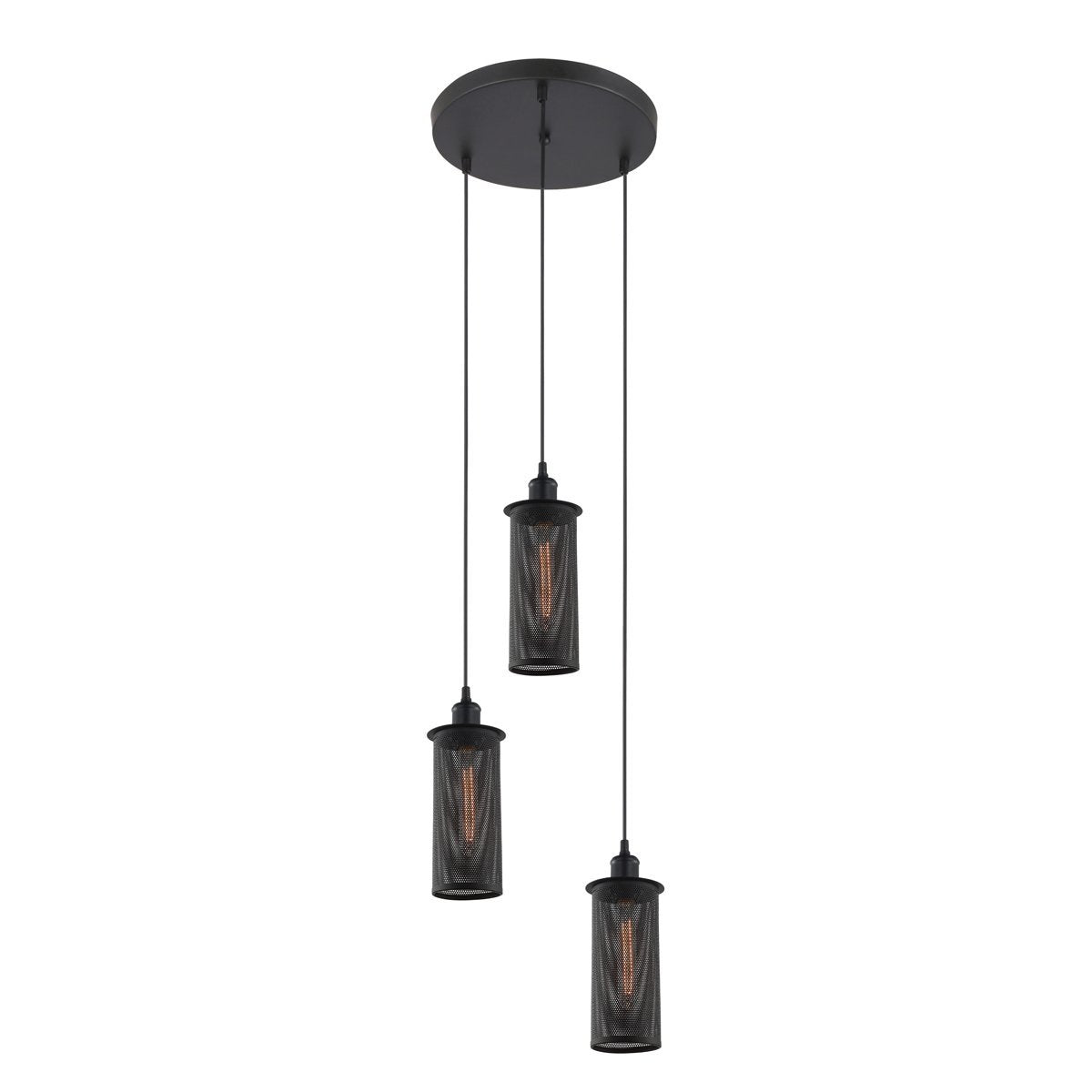 Veneto 3 Light Pendant Light in Black Iron Mesh