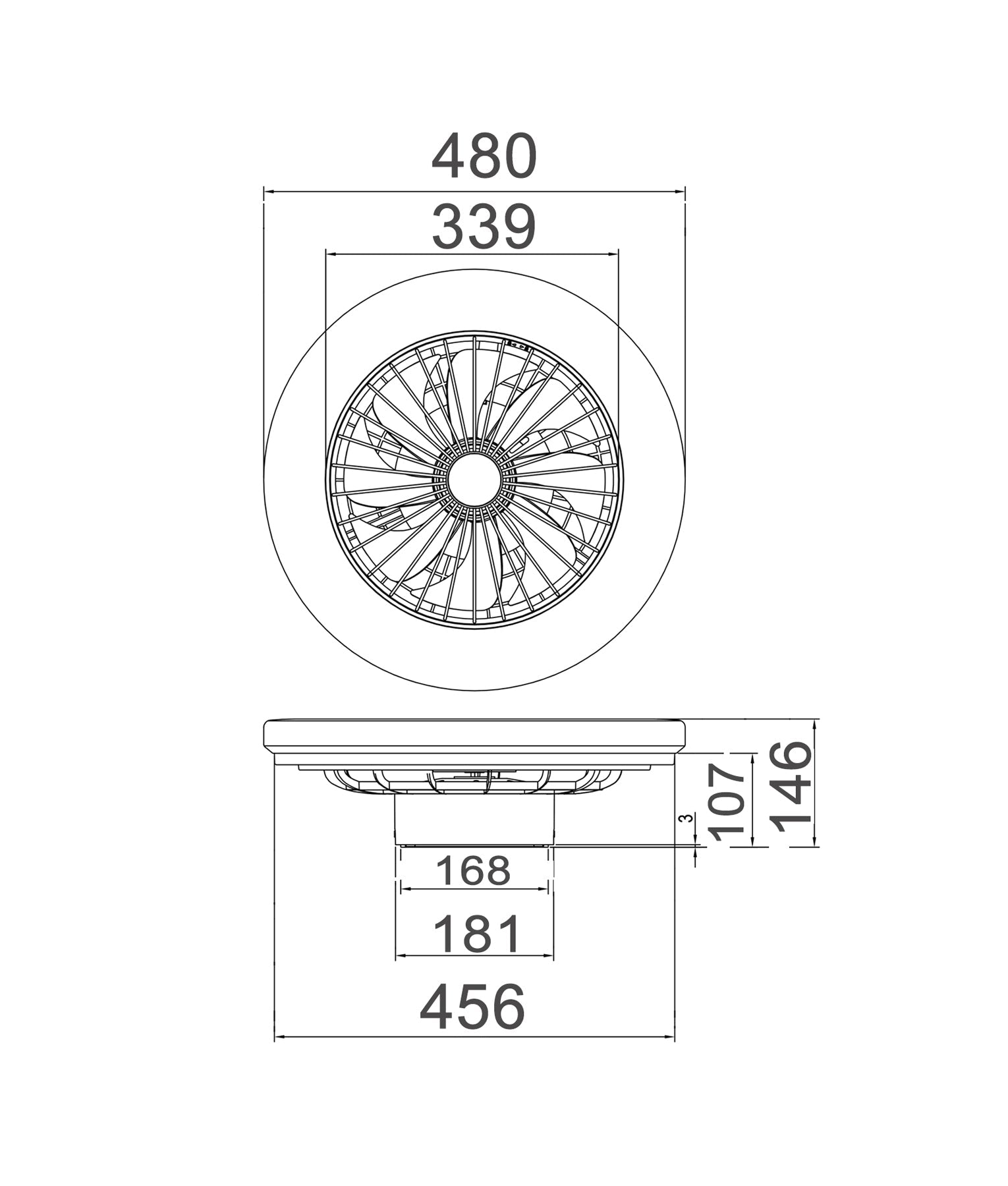 VIFTU: Interior Low Profile DC Surface Mounted Ceiling Fan with LED Tri-CCT Light