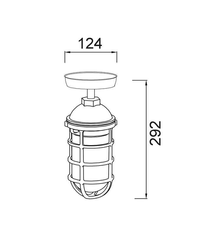 VILLAKU: Exterior Cylinder Aluminium & Glass with Cage Ceiling / Wall Lights IP44
