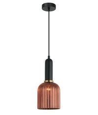 Thumbnail for VINTAJ: Retro Interior Ellipse Shape Ribbed Glass Pendant Lights