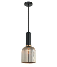 Thumbnail for VINTAJ: Retro Interior Ellipse Shape Ribbed Glass Pendant Lights
