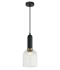 Thumbnail for VINTAJ: Retro Interior Ellipse Shape Ribbed Glass Pendant Lights