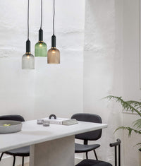 Thumbnail for VINTAJ: Retro Interior Ellipse Shape Ribbed Glass Pendant Lights