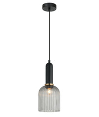 Thumbnail for VINTAJ: Retro Interior Ellipse Shape Ribbed Glass Pendant Lights