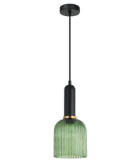 Thumbnail for VINTAJ: Retro Interior Ellipse Shape Ribbed Glass Pendant Lights