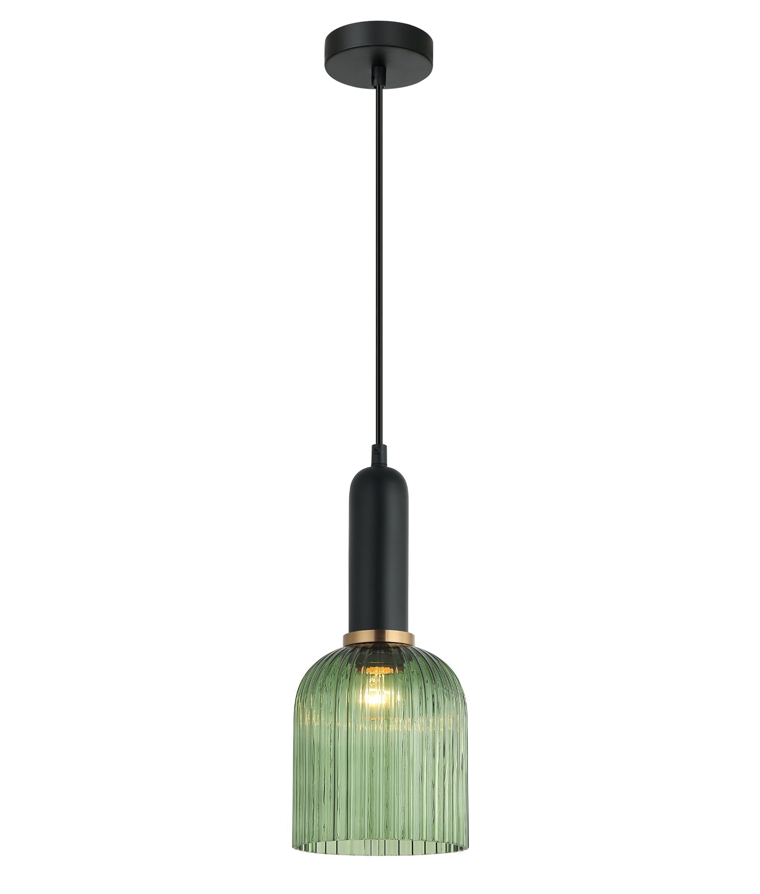 VINTAJ: Retro Interior Ellipse Shape Ribbed Glass Pendant Lights