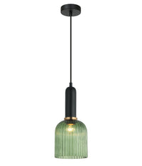 Thumbnail for VINTAJ: Retro Interior Ellipse Shape Ribbed Glass Pendant Lights