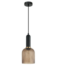 Thumbnail for VINTAJ: Retro Interior Ellipse Shape Ribbed Glass Pendant Lights