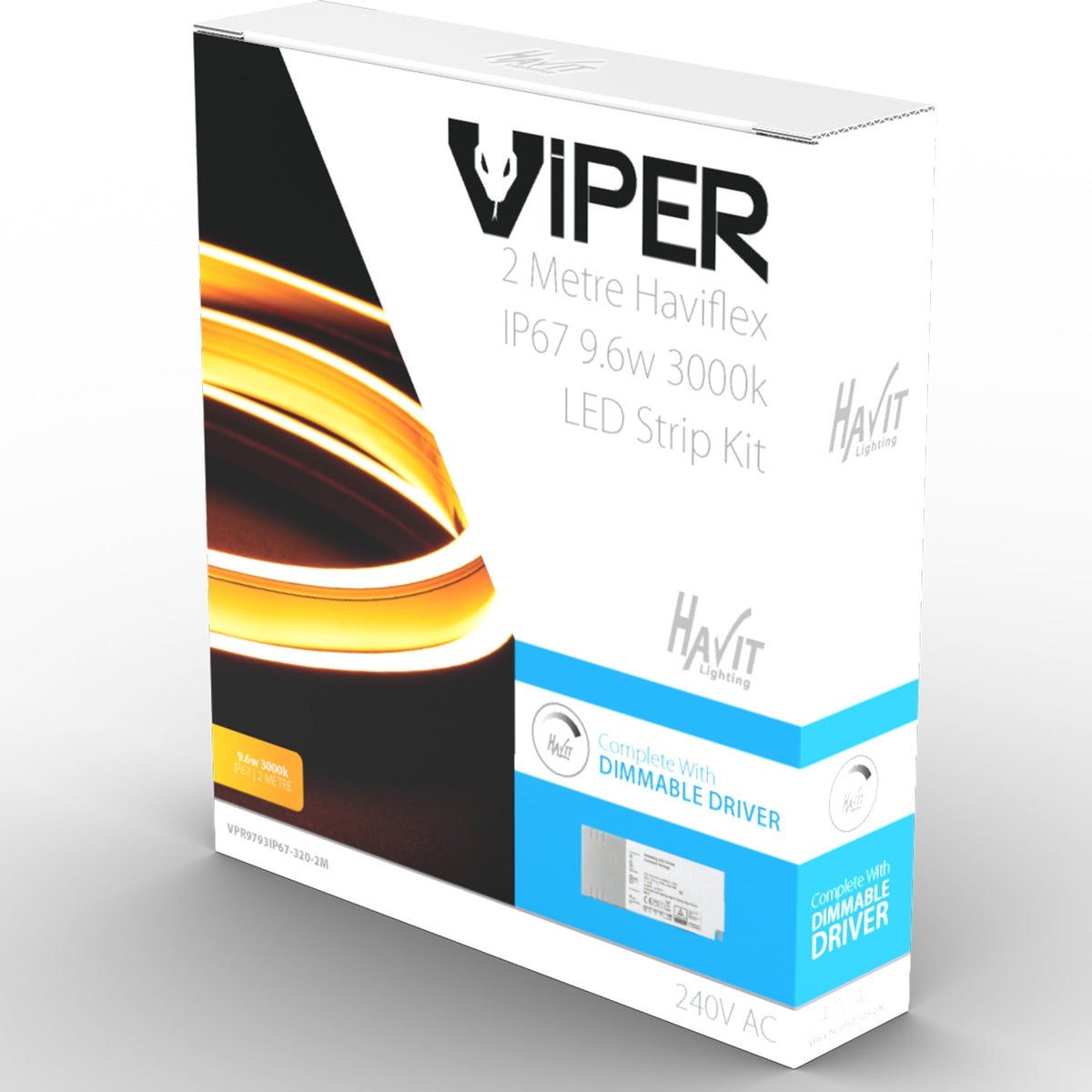 VPR9793IP67-320 - Viper 9.6w Per Metre 2m Haviflex LED Strip Kit - IP67 Complete With Dimmable LED Driver