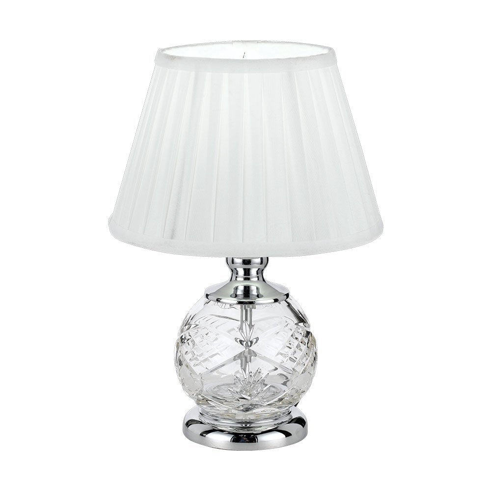 Vivian Table Lamp in Chrome and White Shade