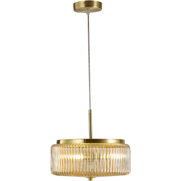 Whistler Gold & Amber Contemporary Ribbed Glass 3xG9 Pendant