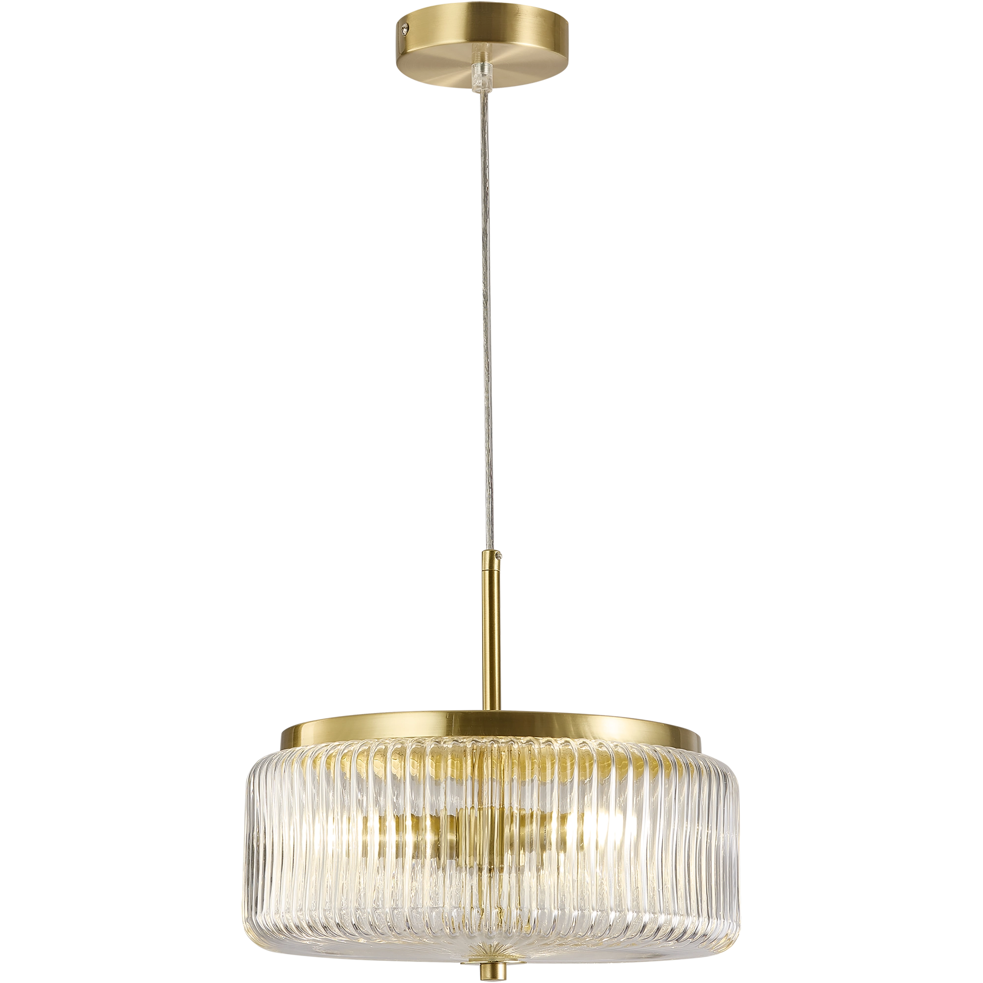 Whistler Gold & Clear Contemporary Ribbed Glass 3xG9 Pendant