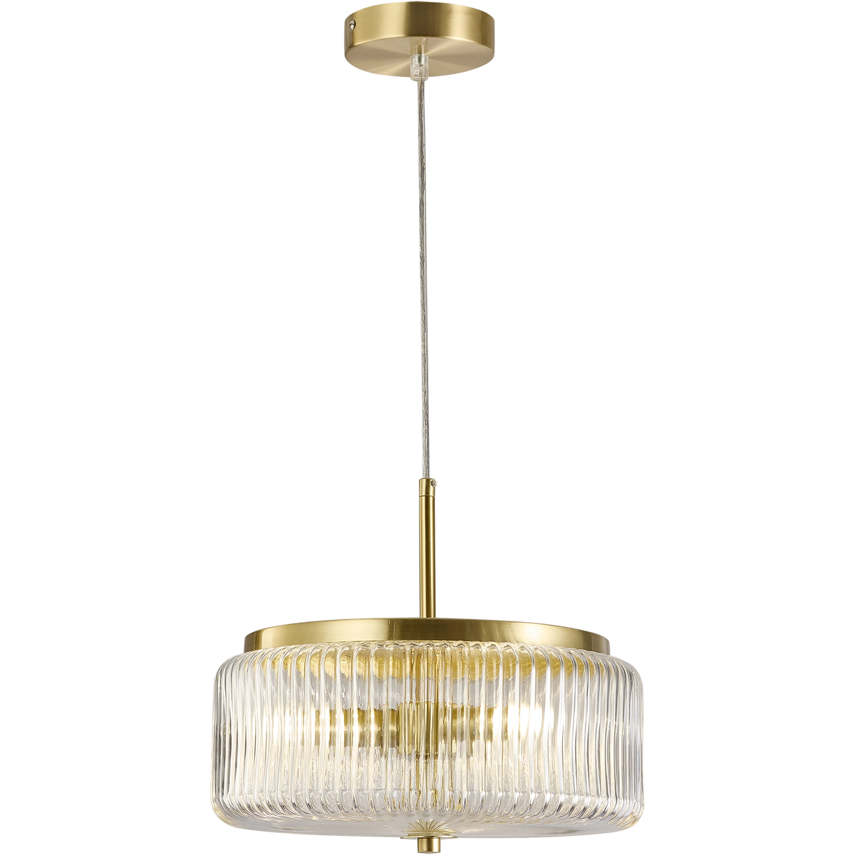 Whistler Gold & Clear Contemporary Ribbed Glass 3xG9 Pendant