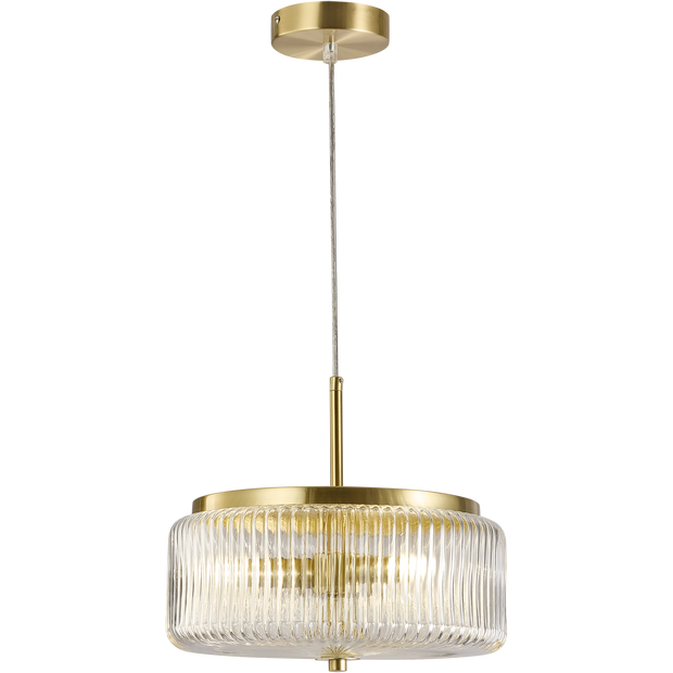 Whistler Gold & Clear Contemporary Ribbed Glass 3xG9 Pendant
