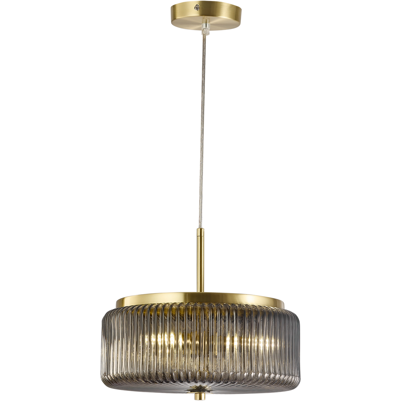 Whistler Gold & Smoked Contemporary Ribbed Glass 3xG9 Pendant