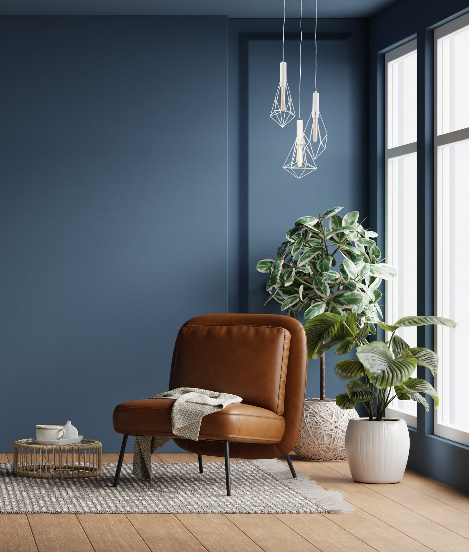 BLACKBAND & WHITEBAND Pendant Light 3x Bird Cage With Round Base