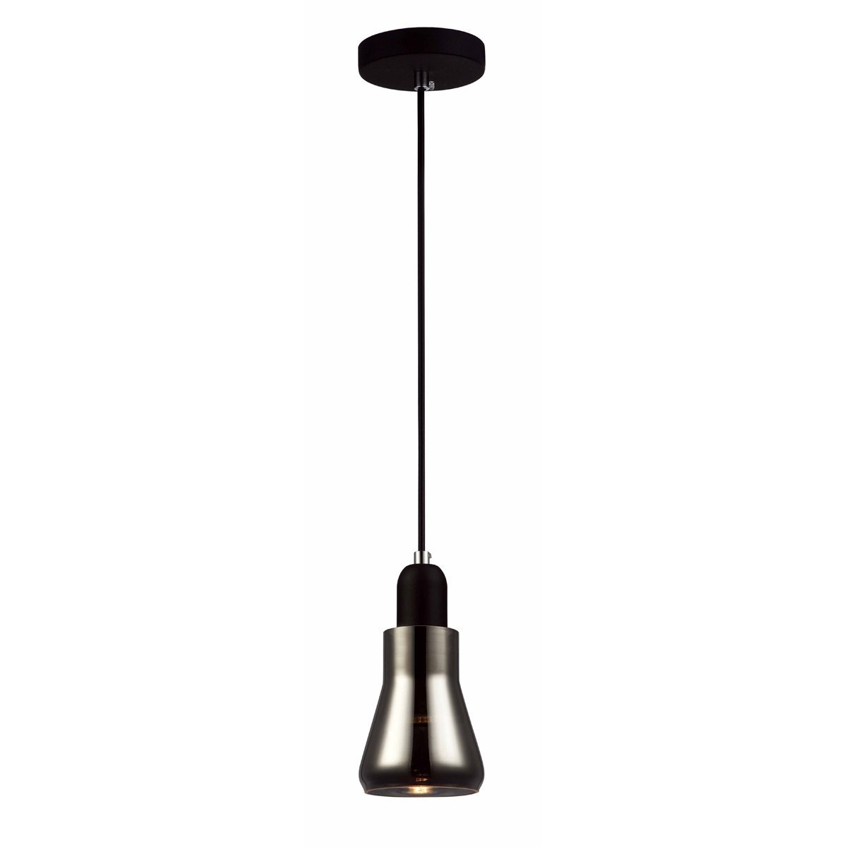 Yarra 1 Light Pendant Light in Black with Smoked Glass