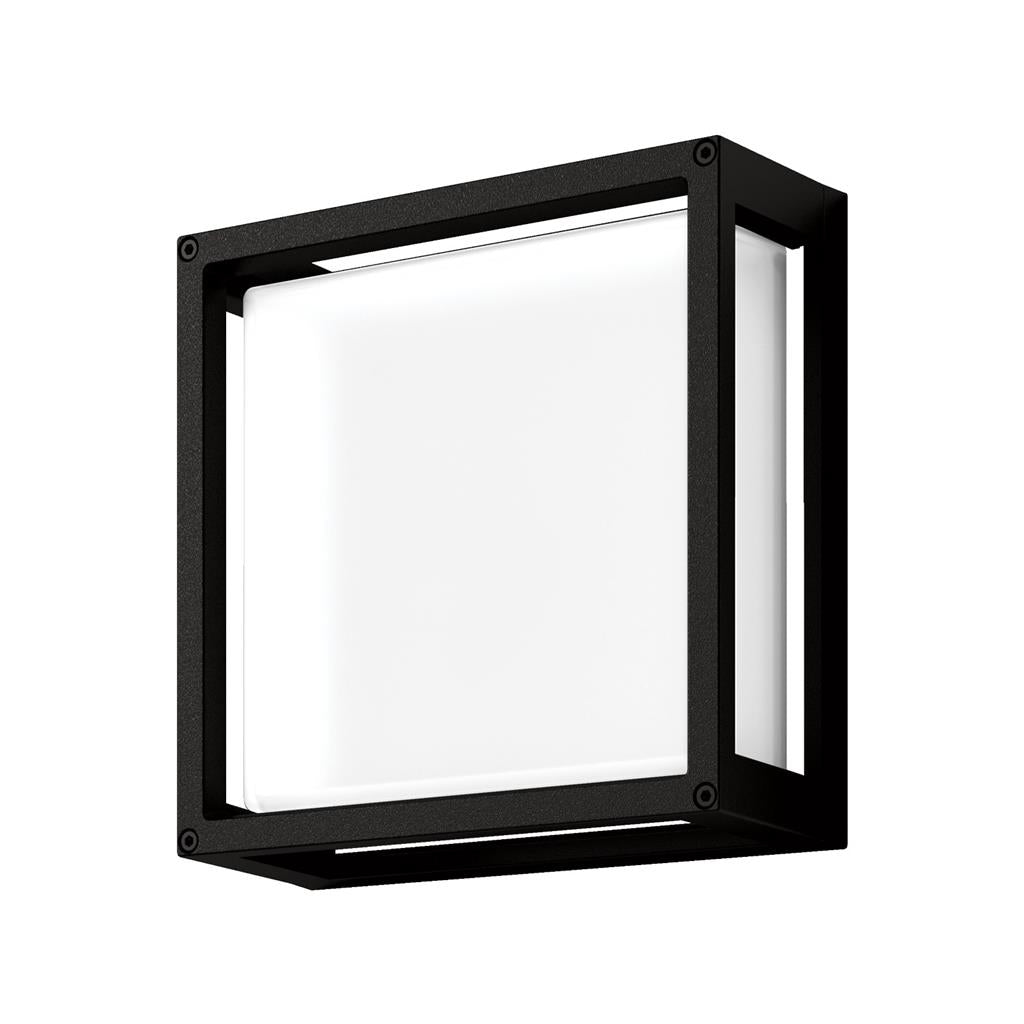 York 12 12w led square wall light ip65 240v Black