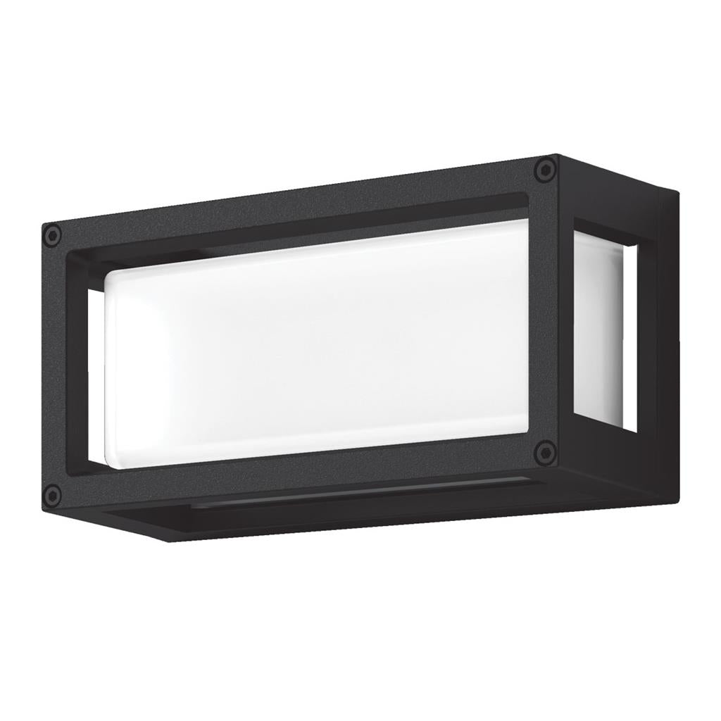 York 7 7w led rectangle wall light ip65 240v black