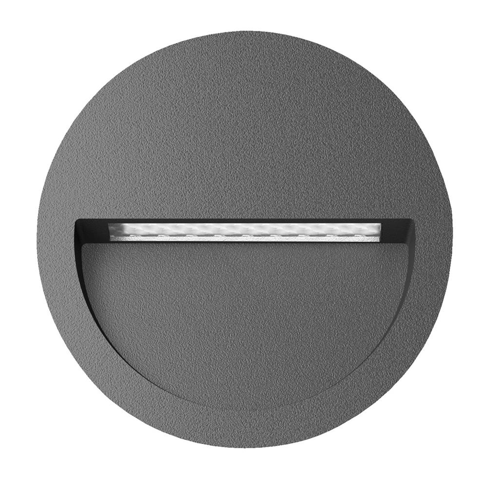 zac 4 4w round recessed led wall light ip65 240v dark grey