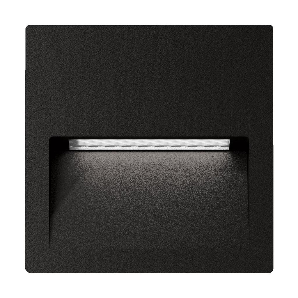 zac 4 4w square recessed led wall light ip65 black