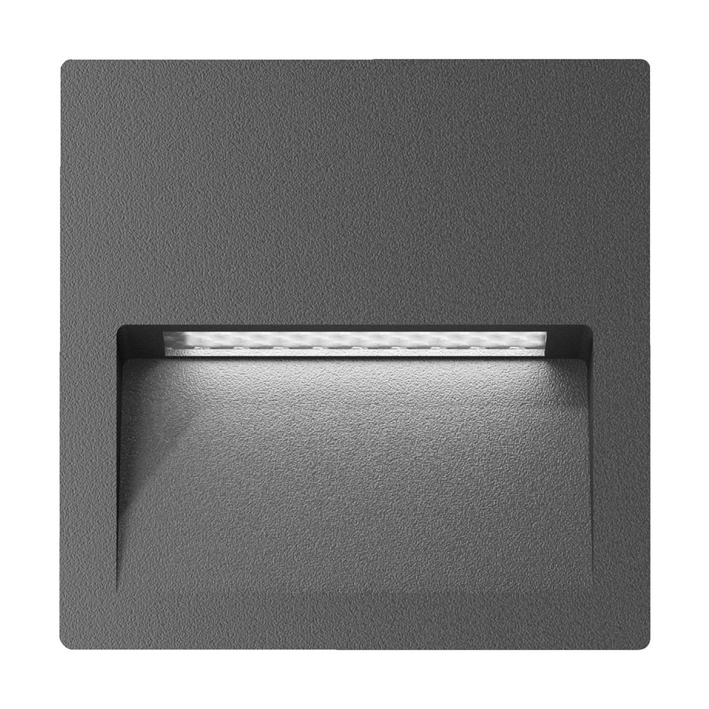 zac 4 4w square recessed led wall light ip65 240v dark grey