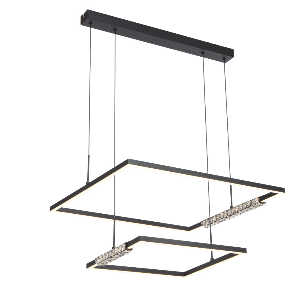 ZAFRA 2 TIER PENDANT BLACK SAND/CRYSTAL