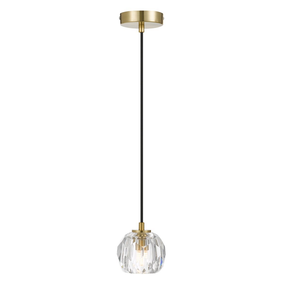 Zaha 1 Light Pendant Light in Antique Gold with Crystal Diffuser