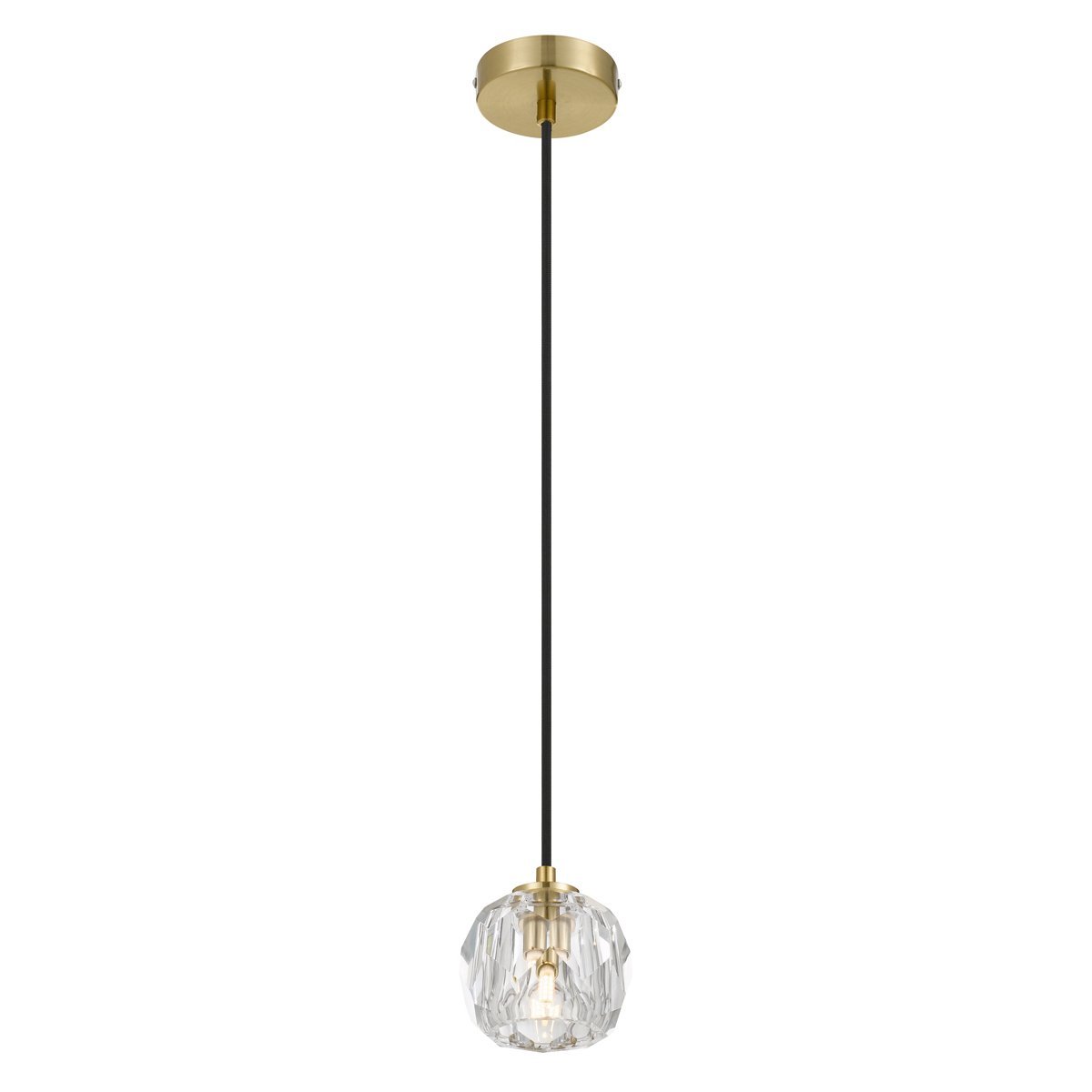 Zaha 1 Light Pendant Light in Antique Gold with Crystal Diffuser