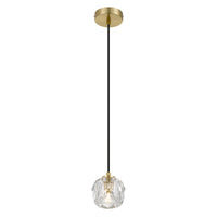 Thumbnail for Zaha 1 Light Pendant Light in Antique Gold with Crystal Diffuser