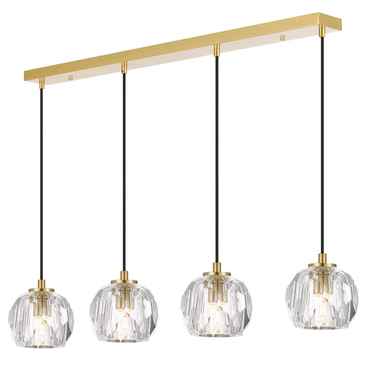 Zaha 4 Light Bar Pendant Light in Antique Gold with Crystal Diffuser