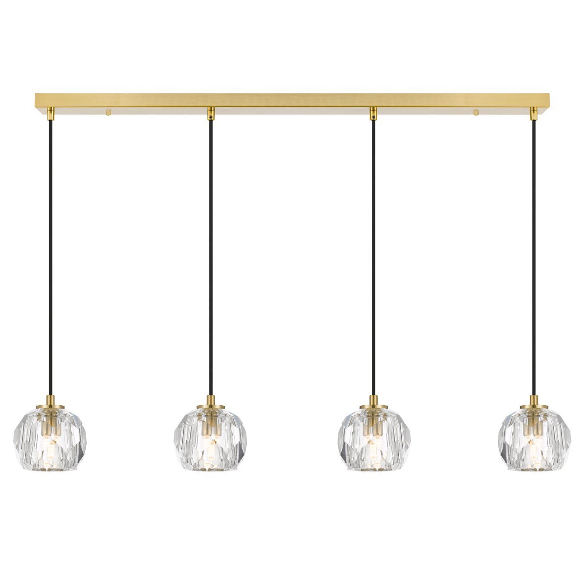 Zaha 4 Light Bar Pendant Light in Antique Gold with Crystal Diffuser