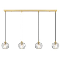 Thumbnail for Zaha 4 Light Bar Pendant Light in Antique Gold with Crystal Diffuser