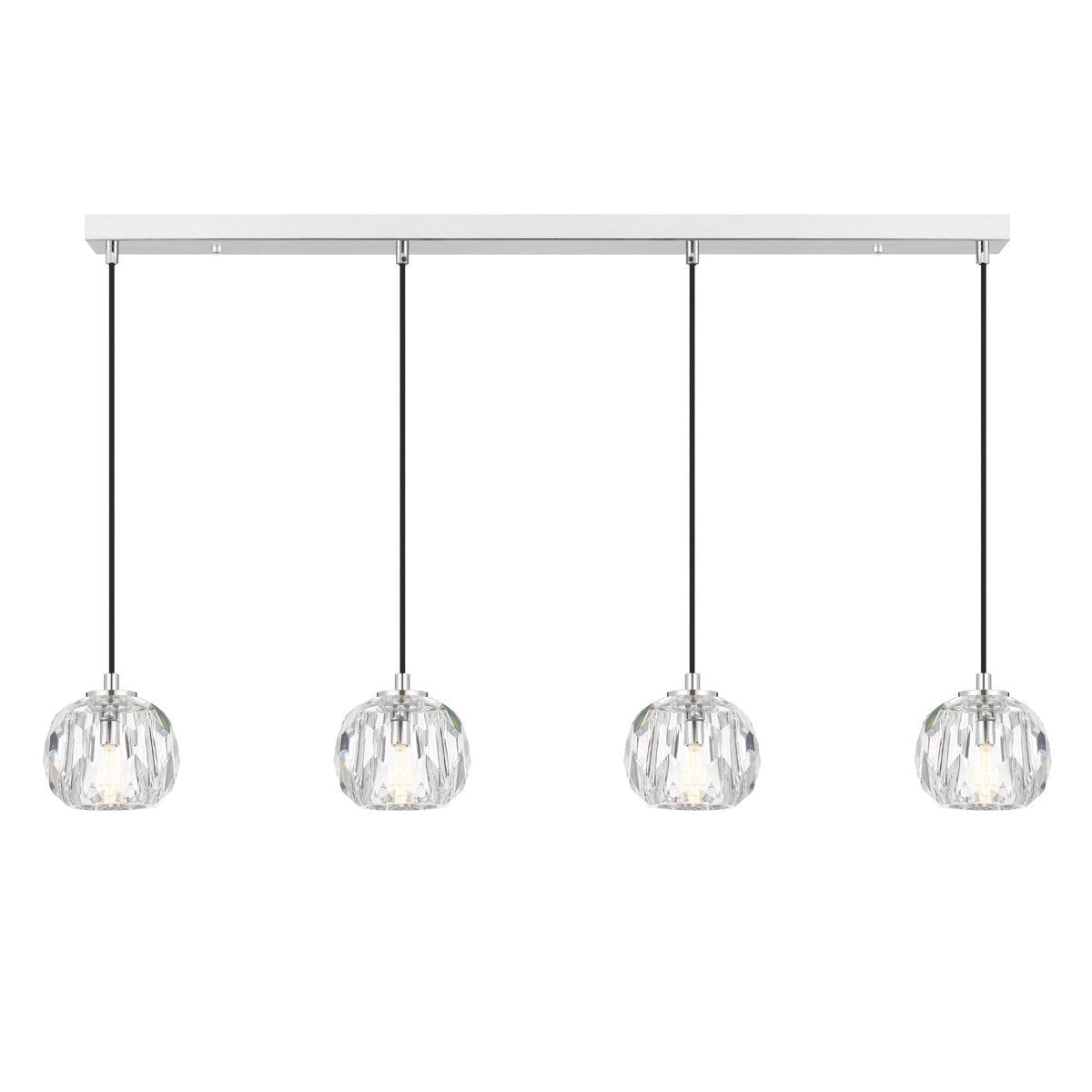 Zaha 4 Light Bar Pendant Light in Chrome with Crystal Diffuser