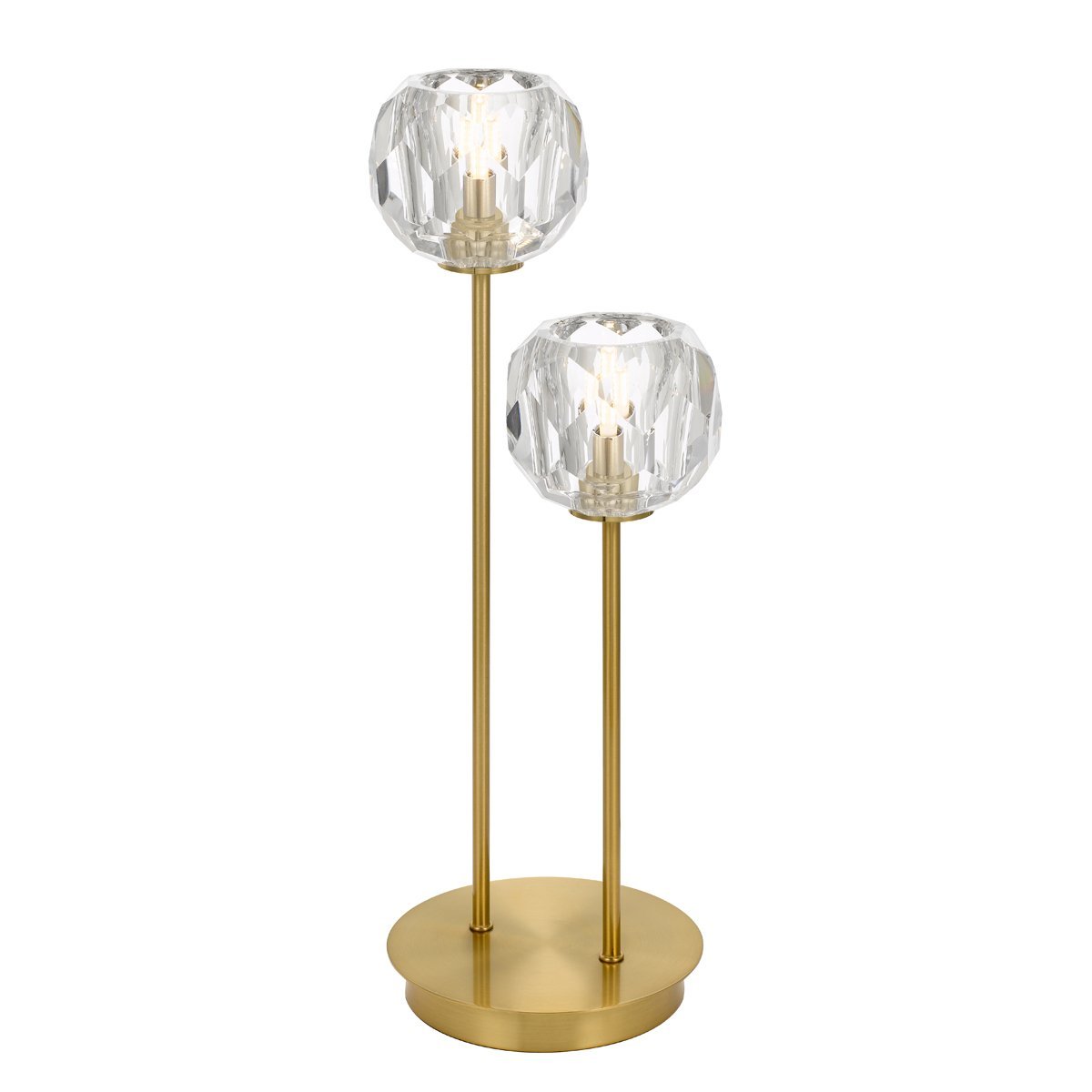 Zaha 2 Light Table Lamp in Antique Gold with Crystal Diffuser