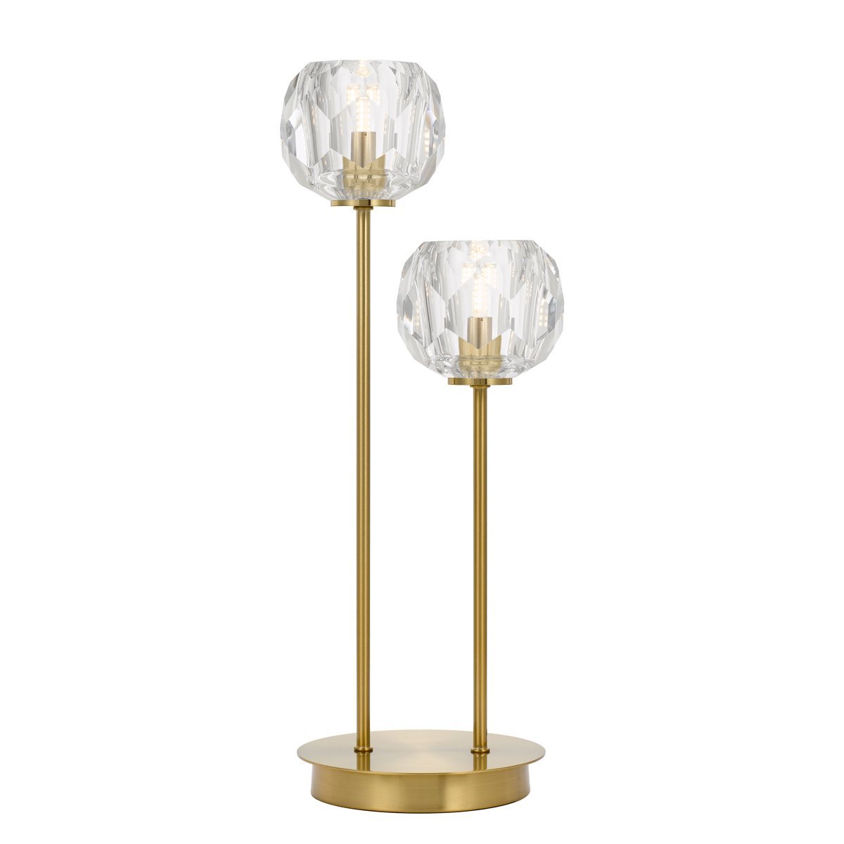 Zaha 2 Light Table Lamp in Antique Gold with Crystal Diffuser