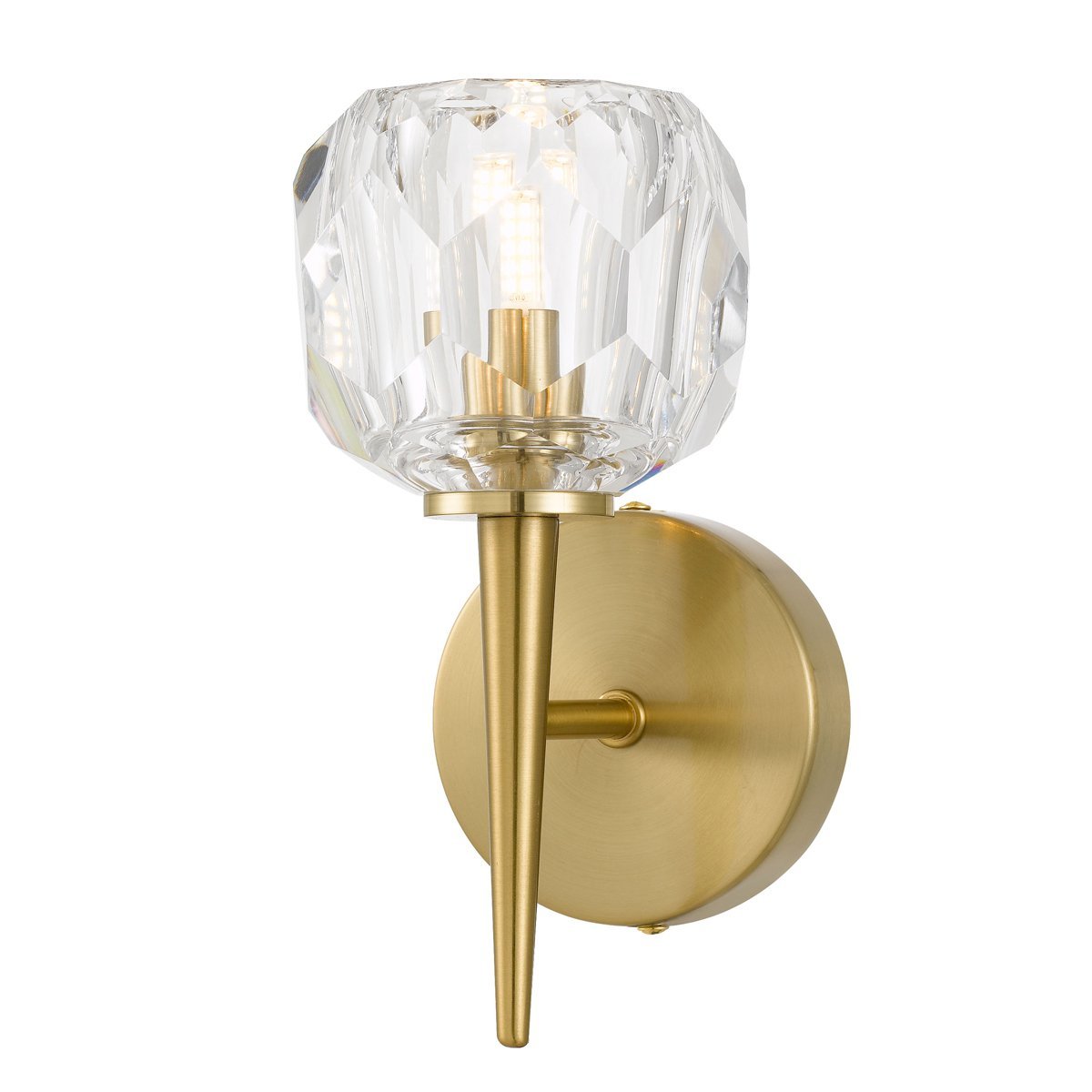 Zaha 1 Light Wall Light in Antique Gold with Crystal Diffuser