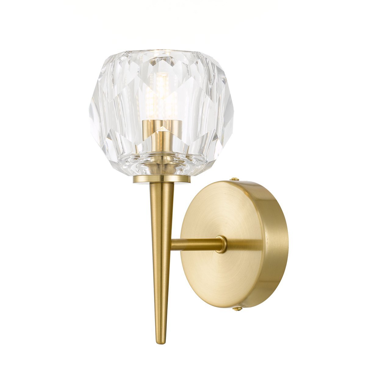 Zaha 1 Light Wall Light in Antique Gold with Crystal Diffuser