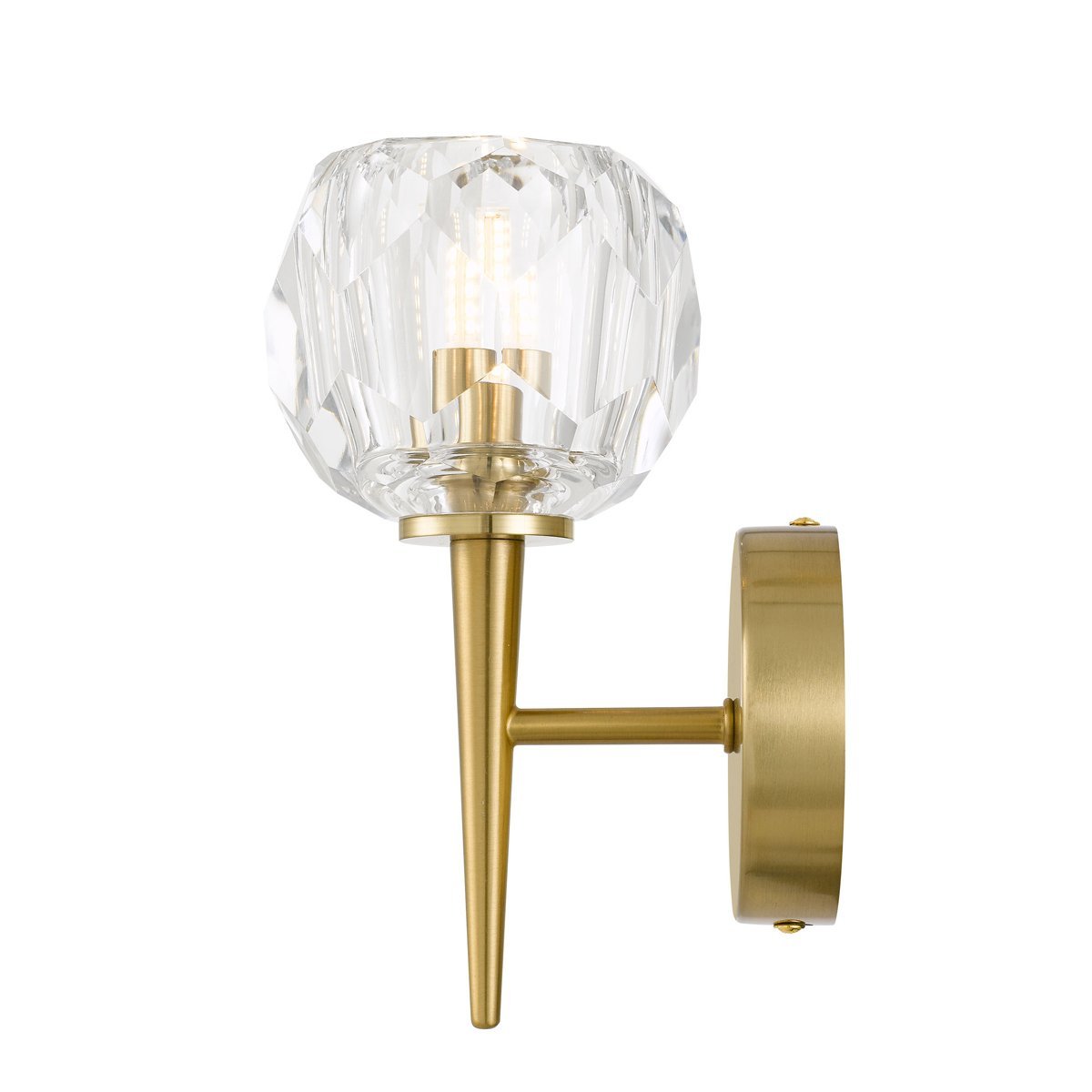 Zaha 1 Light Wall Light in Antique Gold with Crystal Diffuser