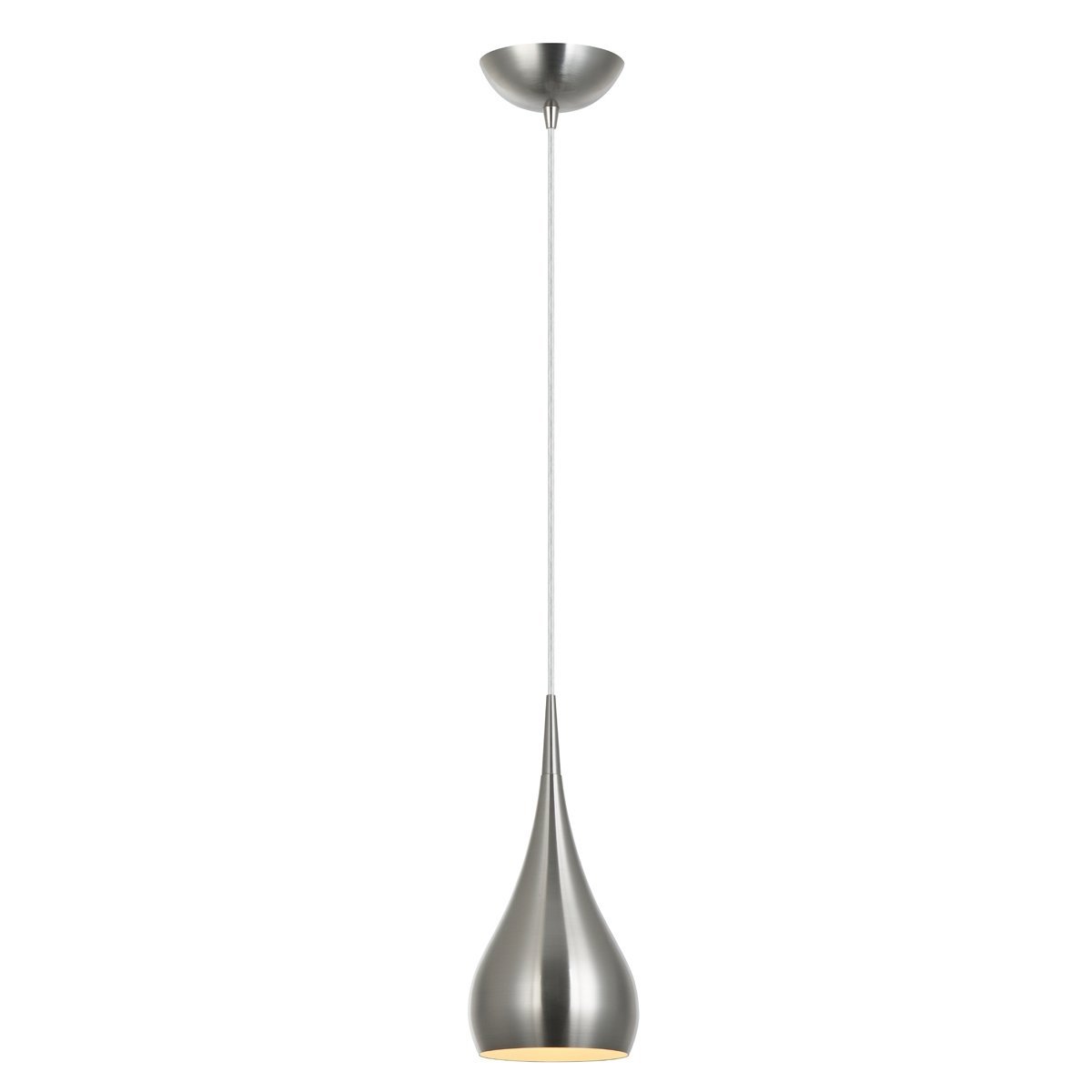 Zara 1 Light Bell Shaped Pendant Light in Satin Nickel