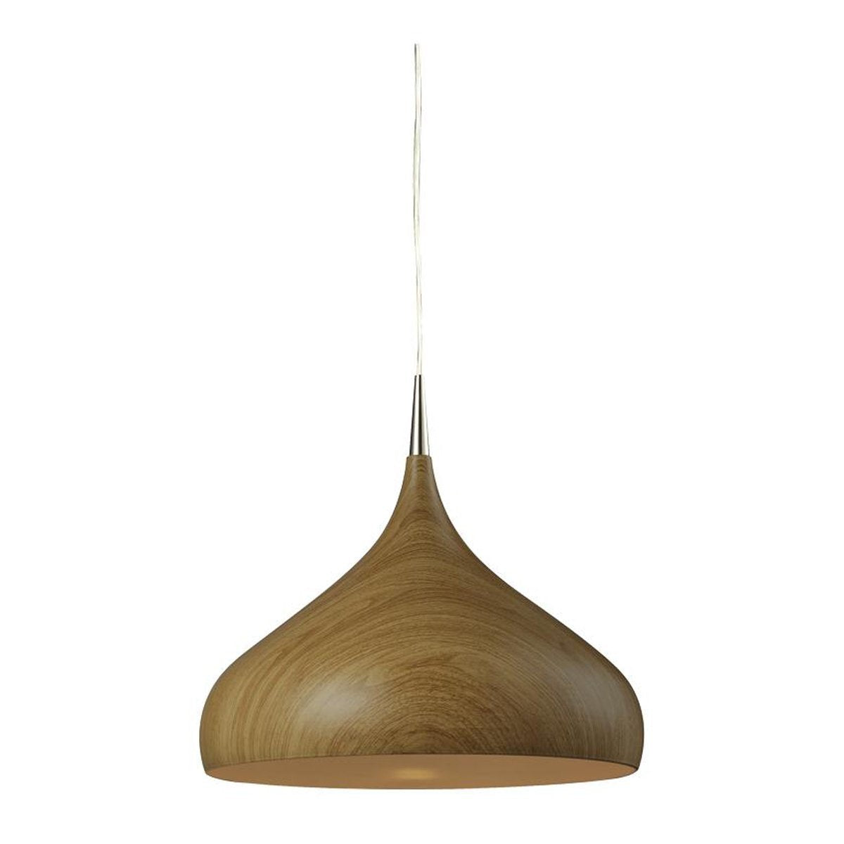 Zara 1 Light Dome Shaped Pendant Light in Oak Wood