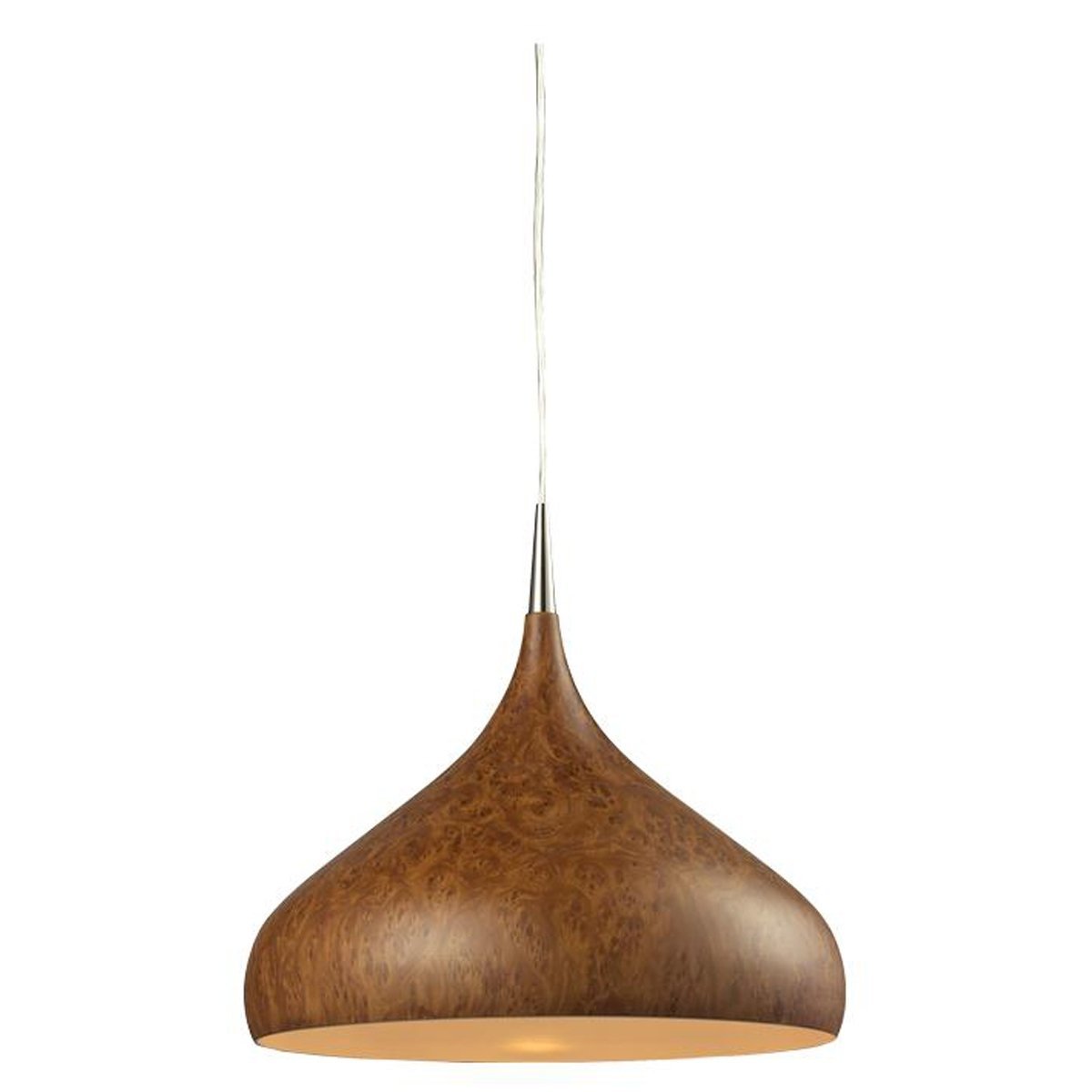 Zara 1 Light Dome Shaped Pendant Light in Burl Wood