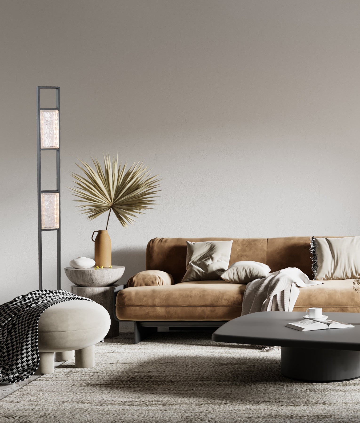 Zeigel: Interior LED Rectangular Textured Ice Glass Diffuser Floor Lamps