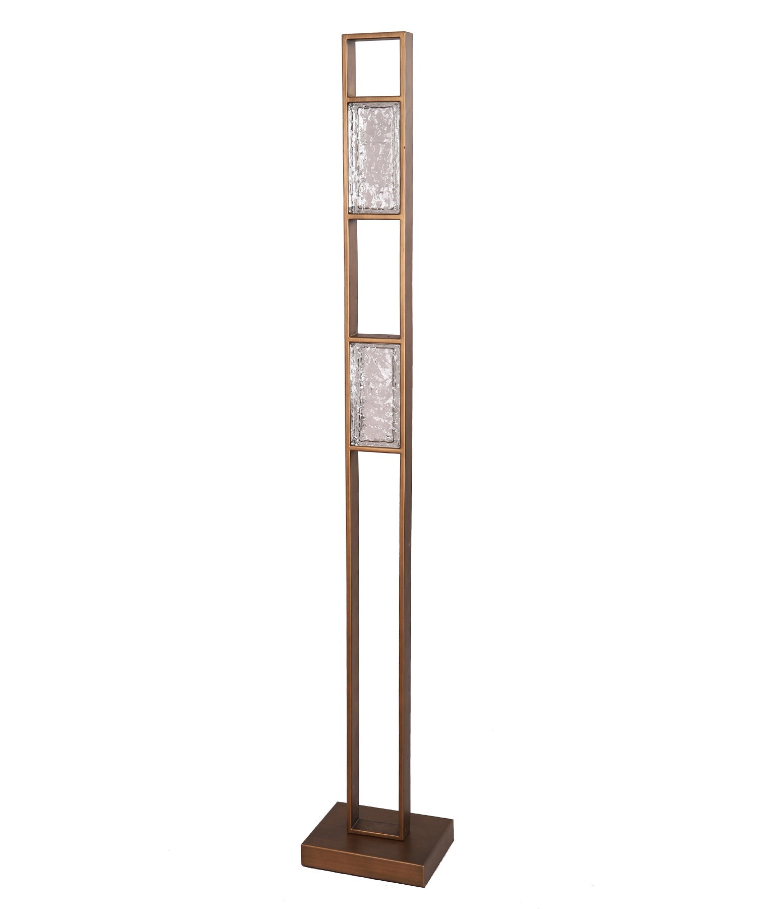 Zeigel: Interior LED Rectangular Textured Ice Glass Diffuser Floor Lamps