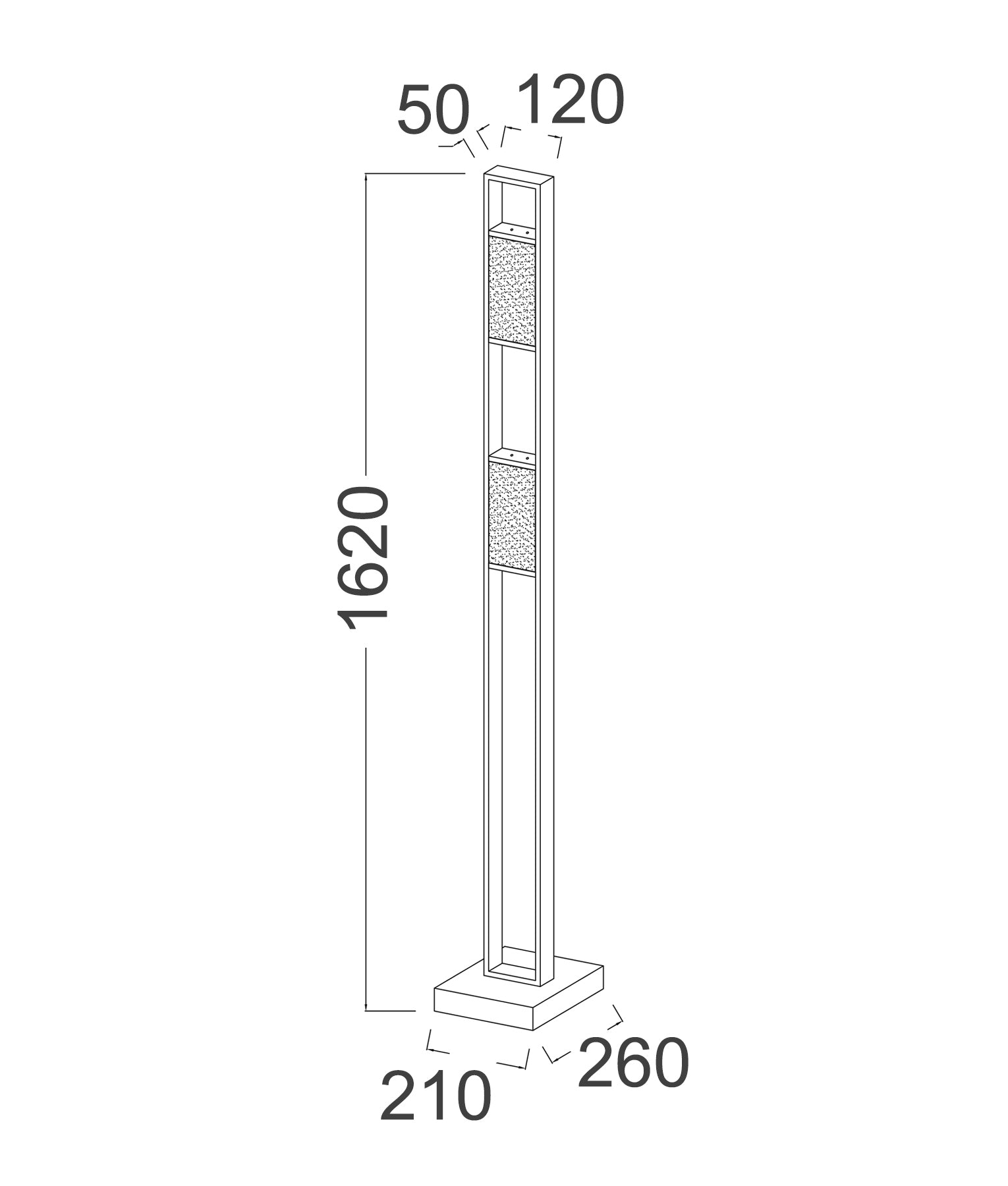 Zeigel: Interior LED Rectangular Textured Ice Glass Diffuser Floor Lamps