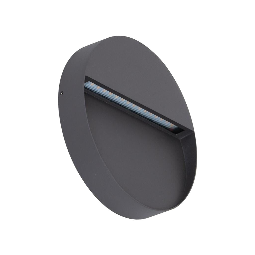 zeke 9 9w round led wall light 240v dark grey