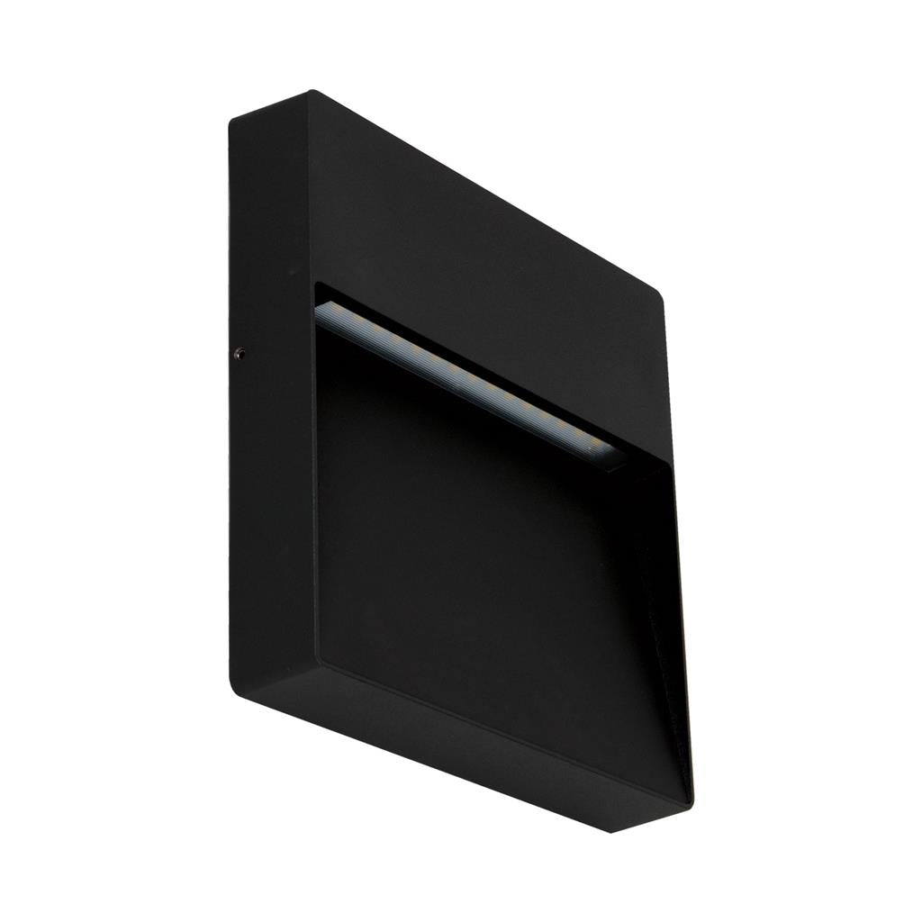 zeke 9 9w square led wall light 240v black